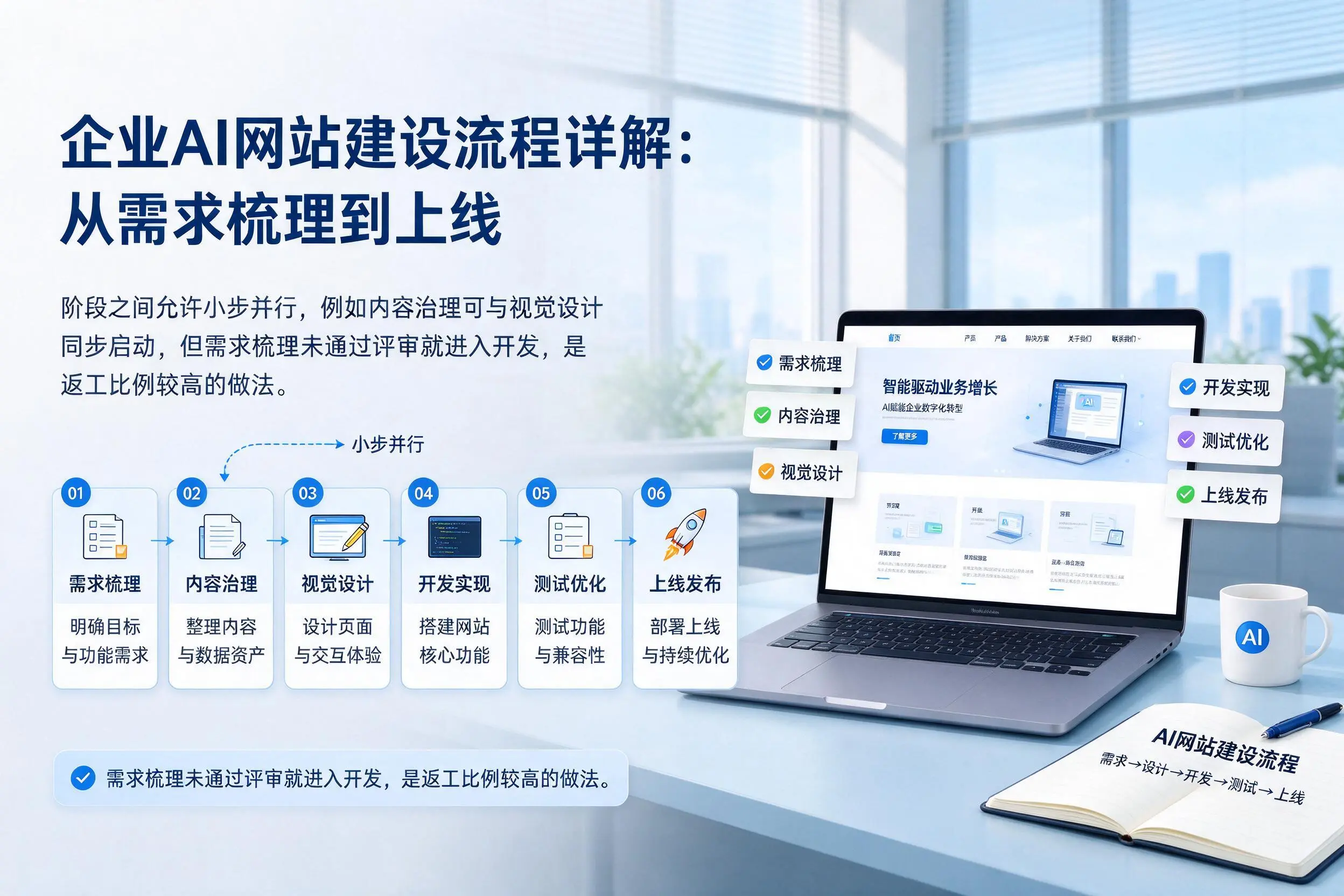 抚顺企业AI网站建设流程详解:从需求梳理到上线