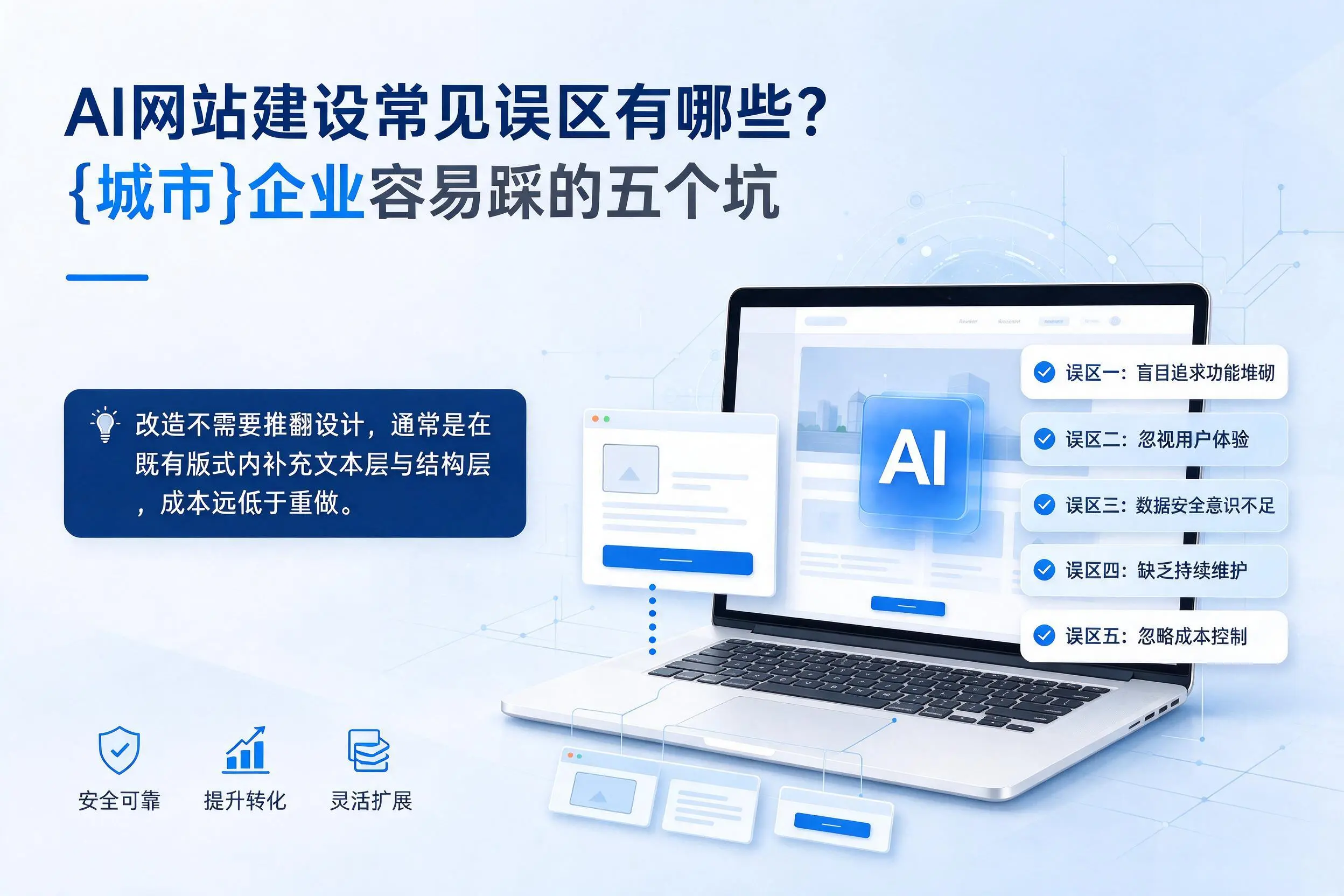 AI网站建设常见误区有哪些？抚顺企业容易踩的五个坑