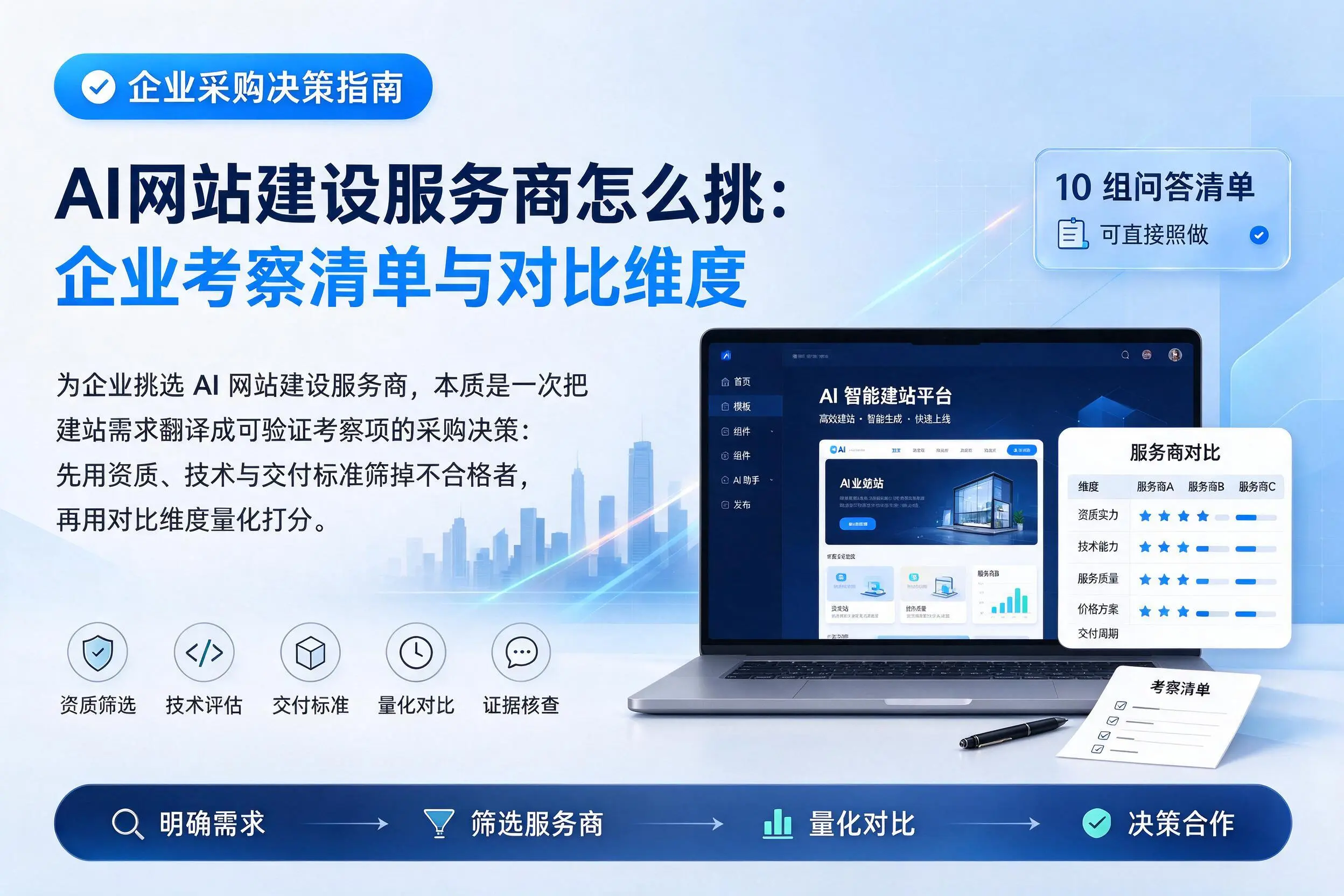 AI网站建设服务商怎么挑：抚顺企业考察清单与对比维度