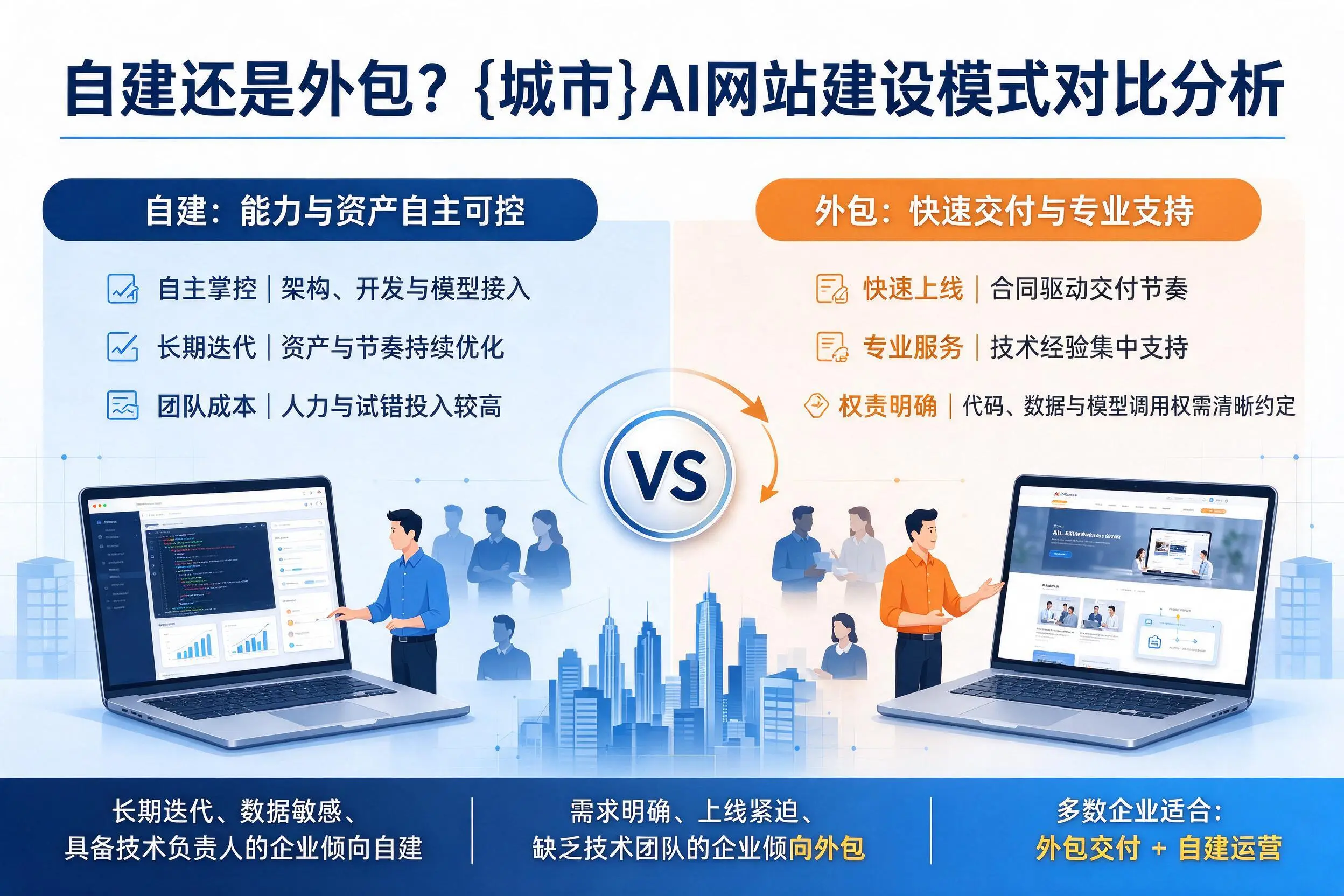 自建还是外包?抚顺AI网站建设模式对比分析